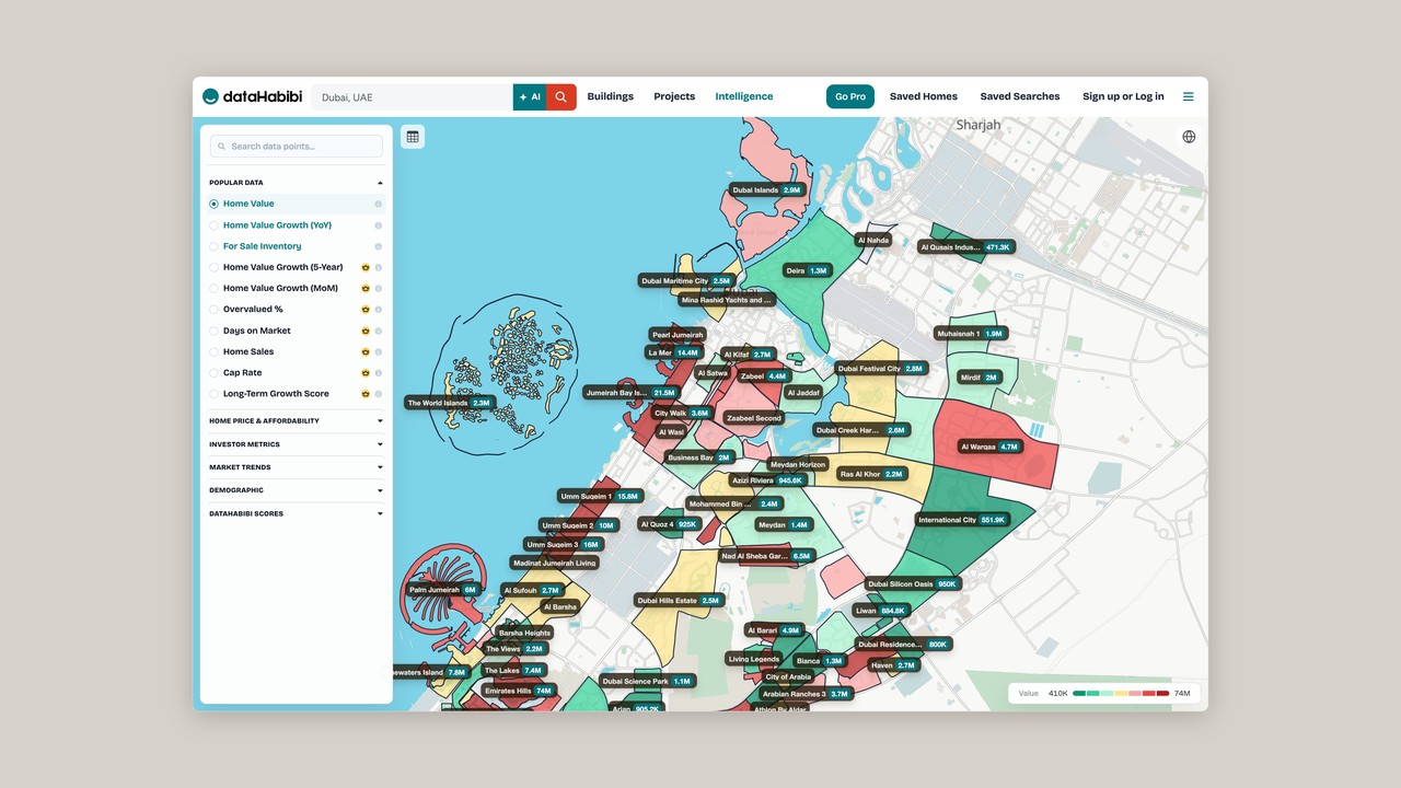 dataHabibi market intelligence map showing Dubai building research